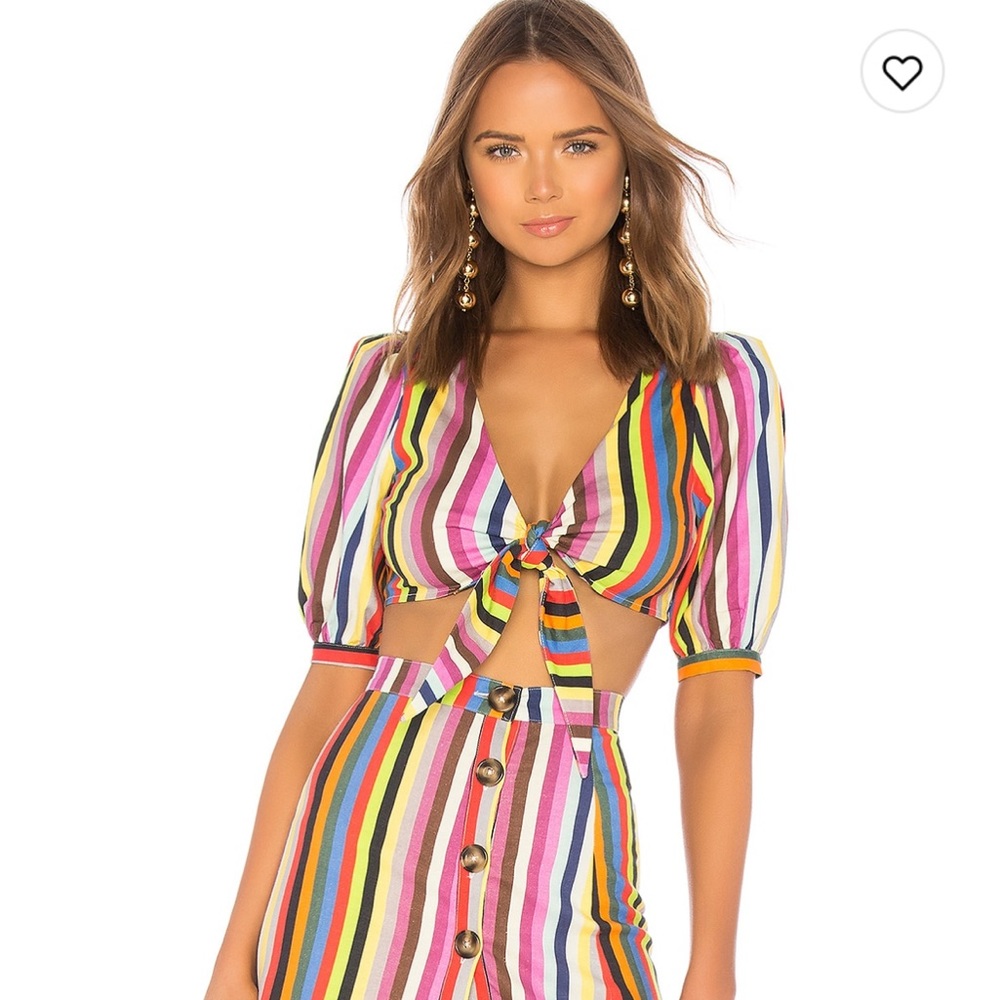 LPA rainbow stripe tie crop top